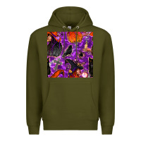 Army Green halloween witch seamless pattern Premium Hoodie - BundleAndBundleShop