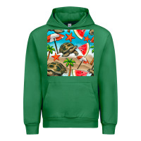 Emerald tortoise watermelon beach seamless pattern Urban Hoodie - BundleAndBundleShop