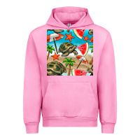 Fuchsia Pink tortoise watermelon beach seamless pattern Urban Hoodie - BundleAndBundleShop