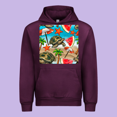 Tortoise Watermelon Beach Seamless Pattern Urban Hoodie Designed By Bundleandbundleshop