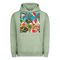 Pigment Oil Green tortoise watermelon beach seamless pattern Urban Hoodie - BundleAndBundleShop