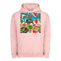 Pigment Salmon tortoise watermelon beach seamless pattern Urban Hoodie - BundleAndBundleShop