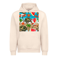 Sandshell tortoise watermelon beach seamless pattern Urban Hoodie - BundleAndBundleShop