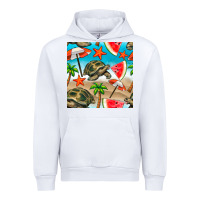 White tortoise watermelon beach seamless pattern Urban Hoodie - BundleAndBundleShop
