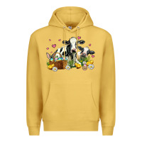 Antique Gold easter cows with chicks Premium Hoodie - AdoDesignShop
