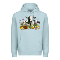 Blue Mist easter cows with chicks Premium Hoodie - AdoDesignShop