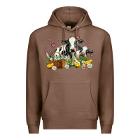 Chestnut easter cows with chicks Premium Hoodie - AdoDesignShop