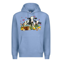 Colony Blue easter cows with chicks Premium Hoodie - AdoDesignShop