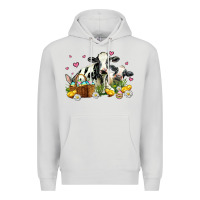 Dove Grey easter cows with chicks Premium Hoodie - AdoDesignShop