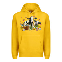 Lemon easter cows with chicks Premium Hoodie - AdoDesignShop