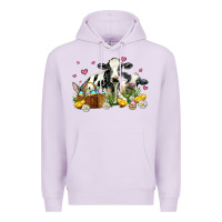 Lilac easter cows with chicks Premium Hoodie - AdoDesignShop