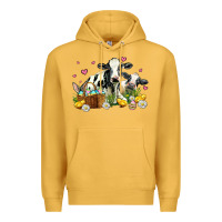Mustard easter cows with chicks Premium Hoodie - AdoDesignShop
