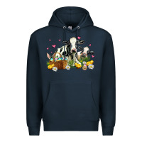 Navy easter cows with chicks Premium Hoodie - AdoDesignShop
