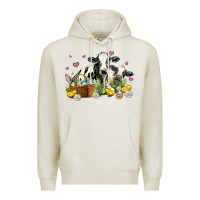 Oatmeal Heather easter cows with chicks Premium Hoodie - AdoDesignShop