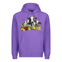 Purple easter cows with chicks Premium Hoodie - AdoDesignShop