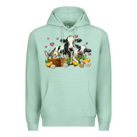 Seafoam easter cows with chicks Premium Hoodie - AdoDesignShop