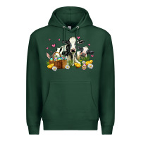 Sports Green easter cows with chicks Premium Hoodie - AdoDesignShop
