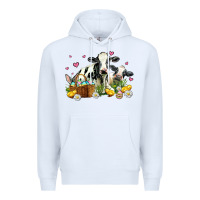 White easter cows with chicks Premium Hoodie - AdoDesignShop