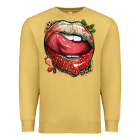 Antique Gold strawberry lips with leopard Premium Sweatshirt - texasbilliewilder