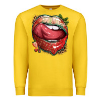 Lemon strawberry lips with leopard Premium Sweatshirt - texasbilliewilder