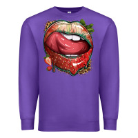 Purple strawberry lips with leopard Premium Sweatshirt - texasbilliewilder