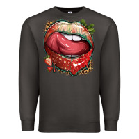 Smoke strawberry lips with leopard Premium Sweatshirt - texasbilliewilder