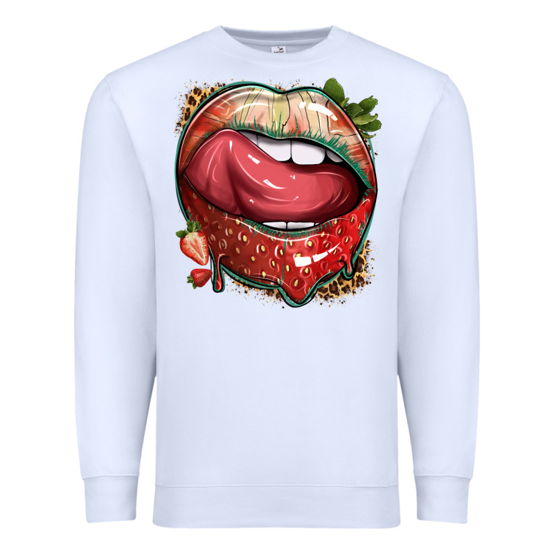 Strawberry Lips With Leopard Premium Sweatshirt by texasbilliewilder | Teevron