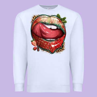 Strawberry Lips With Leopard Premium Sweatshirt Designed By Texasbilliewilder