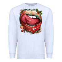 White strawberry lips with leopard Premium Sweatshirt - texasbilliewilder