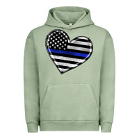 Pigment Oil Green american thin blue line flag Urban Hoodie - Artiststas