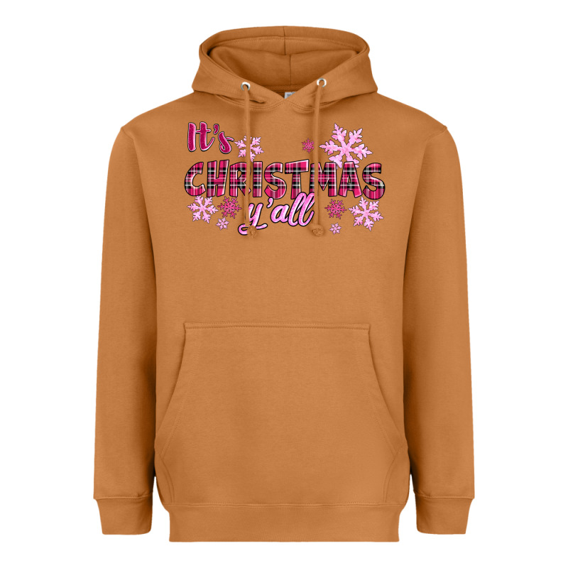 It's Christmas Y'all Season Pink Christmas Heavyweight Hoodie by RanaPortraitStore | Teevron