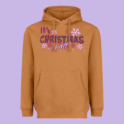 Heavyweight Hoodie It's Christmas Y'all Season Pink Christmas