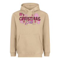 Mushroom It's Christmas Y'all Season Pink Christmas Heavyweight Hoodie - RanaPortraitStore