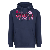 Navy It's Christmas Y'all Season Pink Christmas Heavyweight Hoodie - RanaPortraitStore