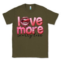 Army Green love more worry less Classic Tee - FaDigitalArtStudio