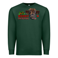 Sports Green merry christmas highland calf with candy cane Premium Sweatshirt - RanaPortraitStore