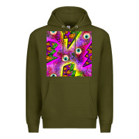 Army Green halloween thunders seamless pattern Premium Hoodie - BundleAndBundleShop