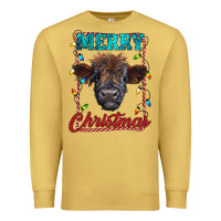 Antique Gold merry christmas highland calf baby cow Premium Sweatshirt - RanaPortraitStore