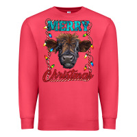 Cardinal merry christmas highland calf baby cow Premium Sweatshirt - RanaPortraitStore
