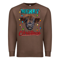 Merry Christmas Highland Calf Baby Cow Premium Sweatshirt | Teevron