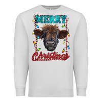Dove Grey merry christmas highland calf baby cow Premium Sweatshirt - RanaPortraitStore