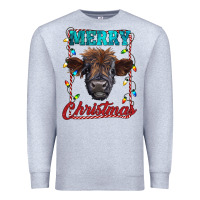 Heather Grey merry christmas highland calf baby cow Premium Sweatshirt - RanaPortraitStore