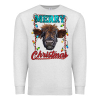 Oatmeal Heather merry christmas highland calf baby cow Premium Sweatshirt - RanaPortraitStore
