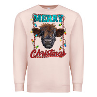 Pale Pink merry christmas highland calf baby cow Premium Sweatshirt - RanaPortraitStore