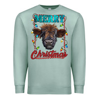 Seafoam merry christmas highland calf baby cow Premium Sweatshirt - RanaPortraitStore
