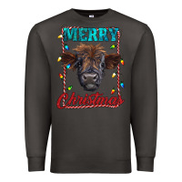 Smoke merry christmas highland calf baby cow Premium Sweatshirt - RanaPortraitStore