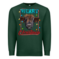 Sports Green merry christmas highland calf baby cow Premium Sweatshirt - RanaPortraitStore