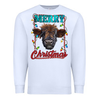 White merry christmas highland calf baby cow Premium Sweatshirt - RanaPortraitStore