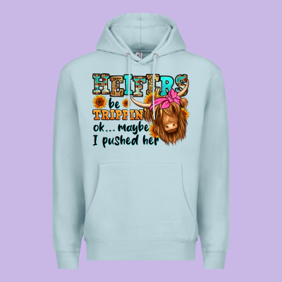 Heifers Be Trippin Ok Maybe I Pushed Her Long Hair Premium Hoodie Designed By Jasminsmagicworld