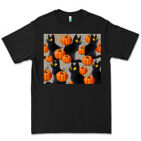 Black black cat with pumpkins tumbler Premium Tee - LillyAllenDesigns